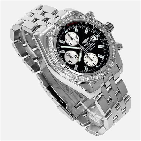 breitling chronomat evolution chronograph automatic a13356|breitling a13356 diamond bezel.